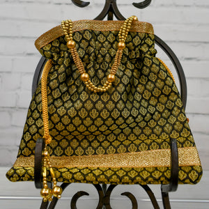 Rich Brown/Gold colored drawstring bag