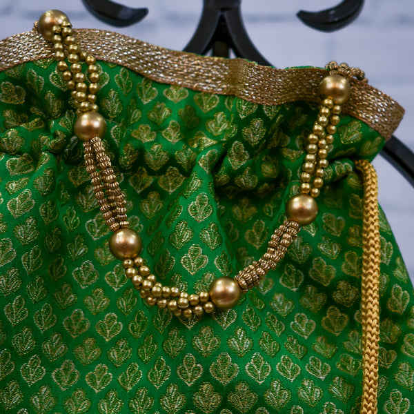 Apple Green/Gold Rich colored drawstring bag