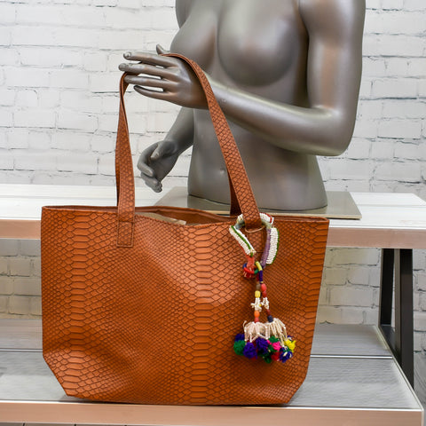 Pleather Cognac tote