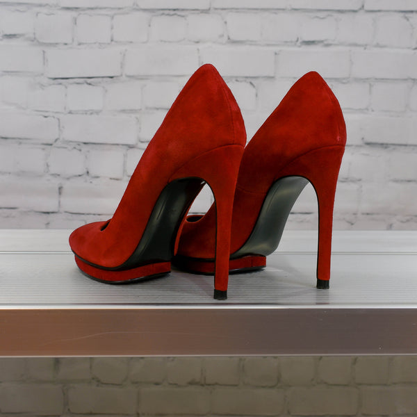 Zara Woman Red Suede Heel